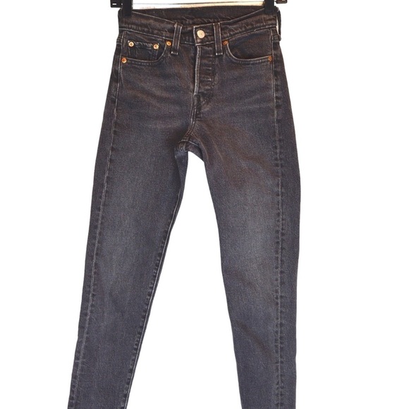 Levi’s Women’s High Rise Skinny Button Fly Black Stonewashed Jeans, Size 24 - Picture 10 of 10